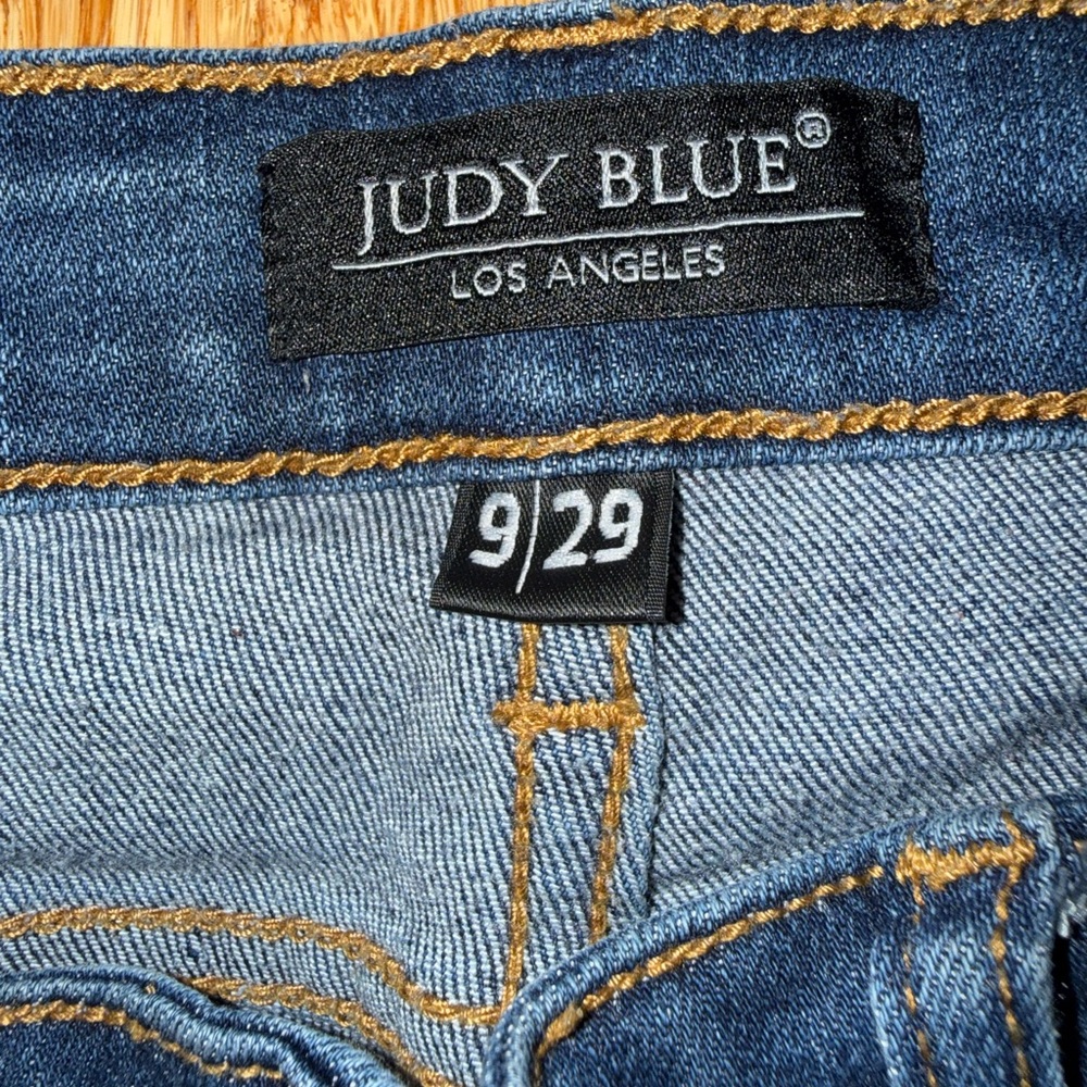Judy Blue Distressed Straight Leg Jeans - Blue - Picture 3 of 3